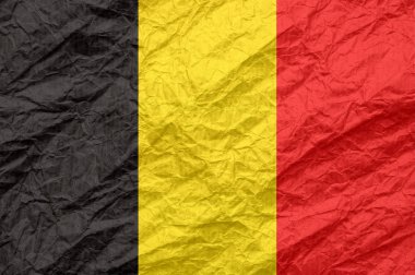 Eski buruşturulmuş zanaat kağıt Belçika bayrağı. 