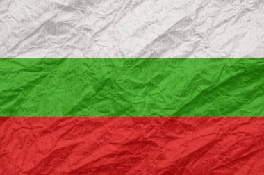 Eski buruşturulmuş zanaat kağıt üzerinde Bulgaristan bayrağı. 