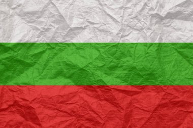 Eski buruşturulmuş zanaat kağıt üzerinde Bulgaristan bayrağı. 