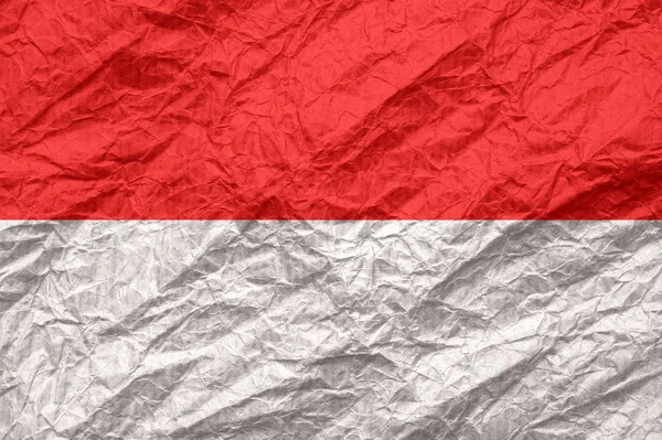 摩纳哥国旗上老皱褶工艺纸. — 图库照片