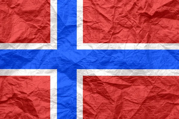 Eski buruşturulmuş zanaat kağıt Norveç bayrağı. — Stok fotoğraf