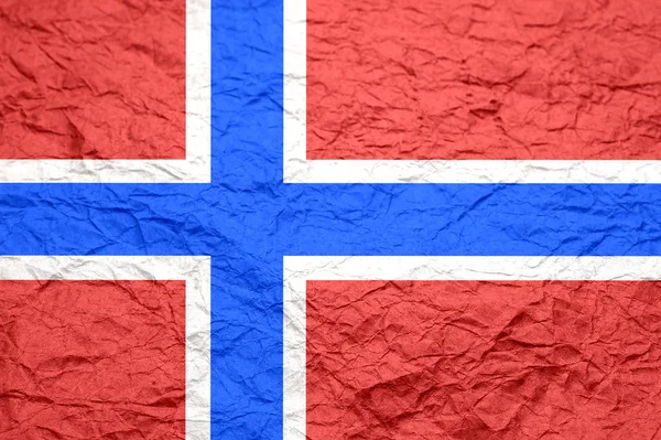 Norway flag on old crumpled craft paper.
