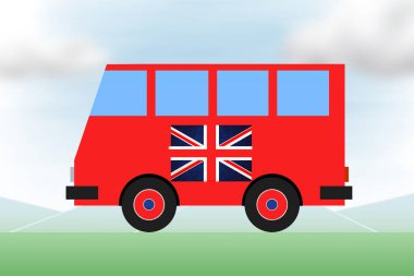 İngiltere bayrağıkırmızı turist otobüs renkleri, Union Jack. Seyahat, uluslararası turizm. 