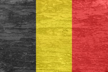 Eski boyalı ahşap yüzeyde Belçika bayrağı. 