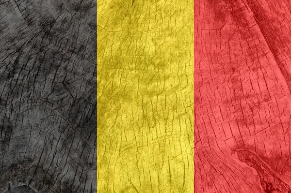 Belgium flag on an old wooden surface. — Stock Photo, Image