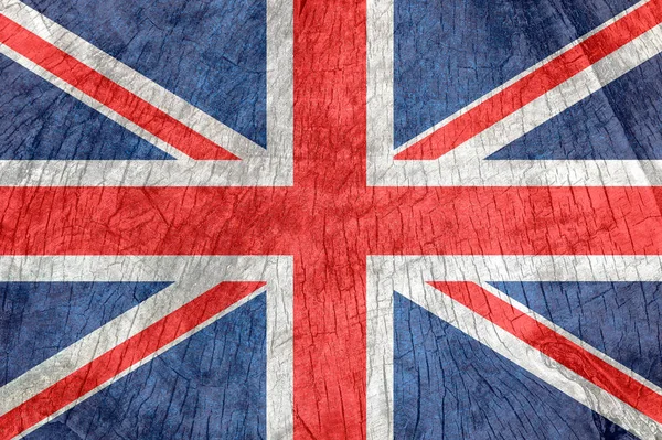 Bandiera britannica su una vecchia superficie di legno . — Foto Stock