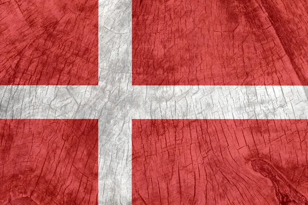 Dánia zászlója régi, fából készült felületen. — Stock Fotó