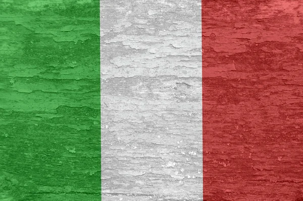 Italia bandiera su una vecchia superficie di legno dipinto . — Foto Stock