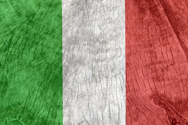 Drapeau d'Italie sur une vieille surface en bois . — Photo