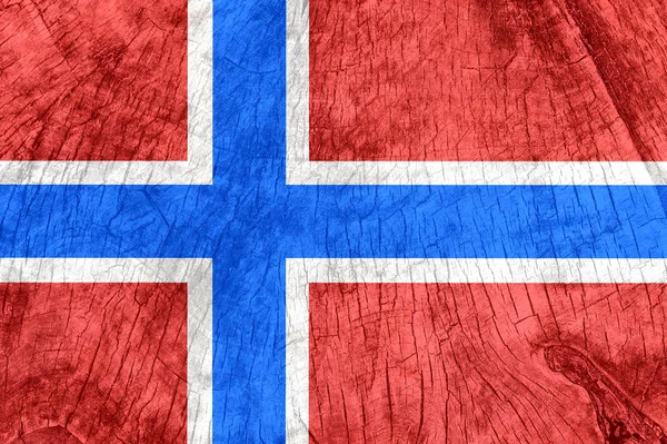 Eski ahşap bir yüzeyüzerinde Norveç bayrağı. — Stok fotoğraf