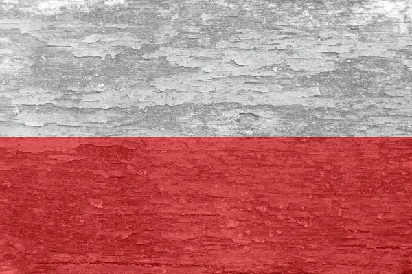 Flaga Polski na starej, pomalowanej drewnianej powierzchni. — Zdjęcie stockowe