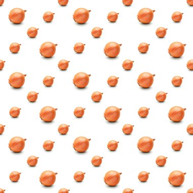 Beyaz arka planda renksiz soğan deseni. Soğan geometrik pop sanat kompozisyonu. Yaratıcı asgari yaz yatağı. Pankart.