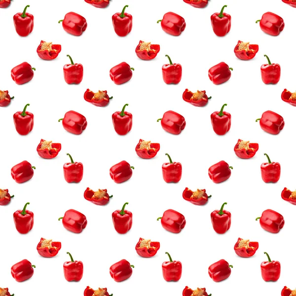 Farbenfrohe Nahtlose Pfeffermuster Auf Weißem Hintergrund Rote Paprika Geometrische Pop — Stockfoto