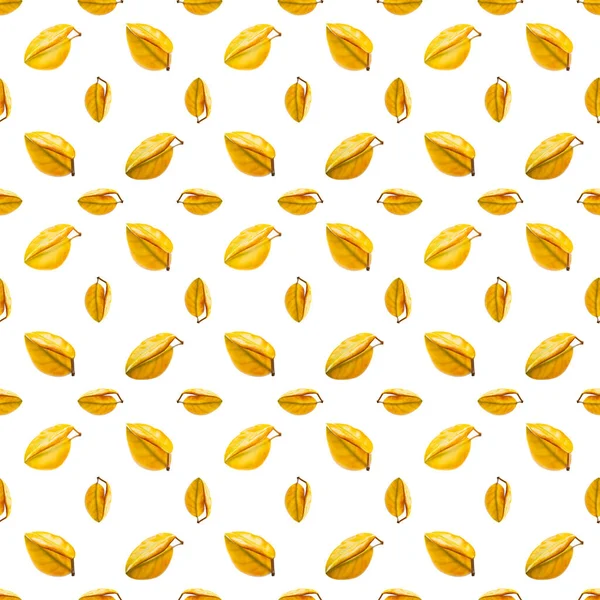 Colorful Seamless Pattern Leaves White Background Yellow Leaves Reflection Geometric — Stock Photo, Image