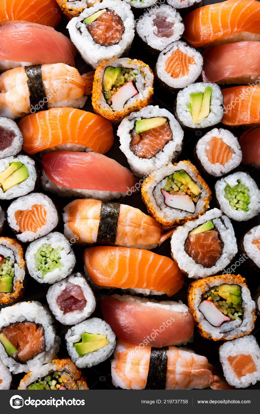 Top View Variety Sushi Food Angle View Nigiri Stock Photo by ©ridofranz 219737758