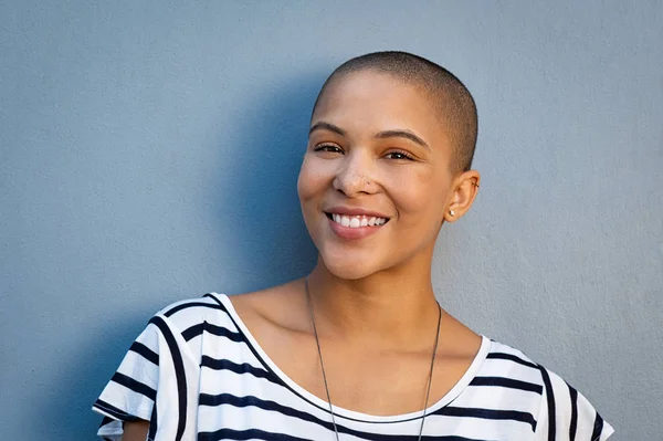 Happy stylish bald woman — Stock Photo, Image