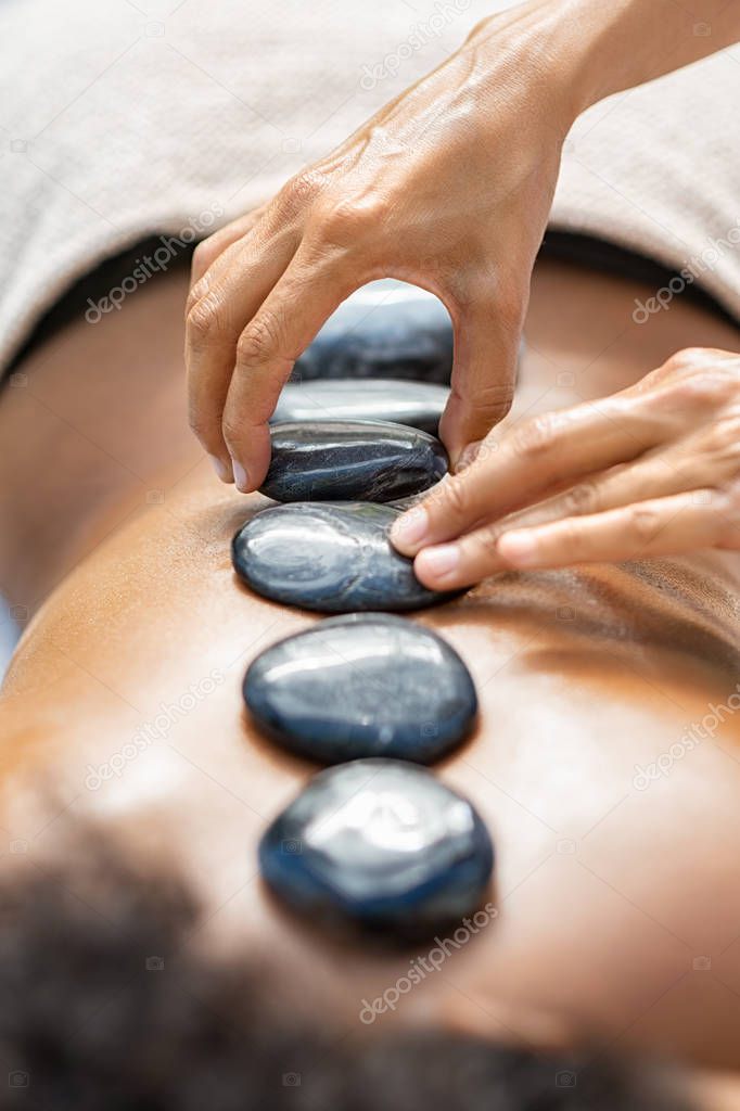 Hot stone massage at spa