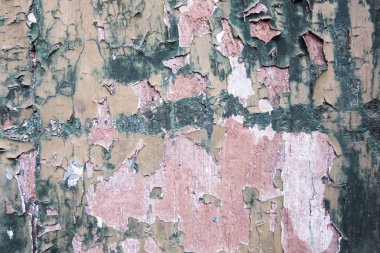 Ahşap duvar sıva peeling yıpranmış yeşil ile.