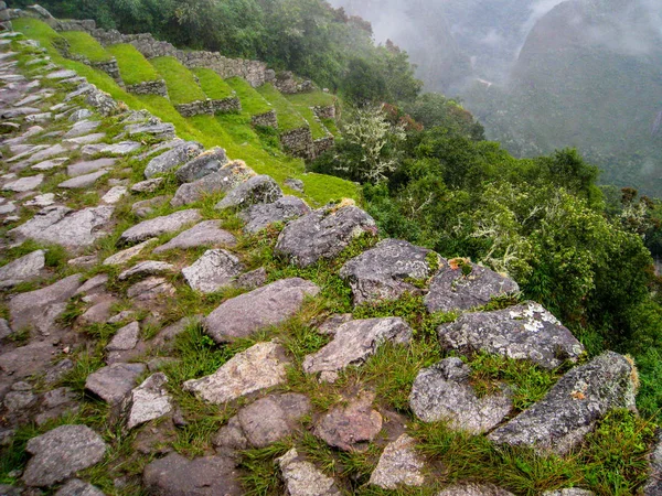 Hiking stone path and farming terraces. — Stock Photo, Image