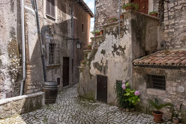 Flores de colores en un callejón de mala muerte de una ciudad medieval . — Foto de Stock