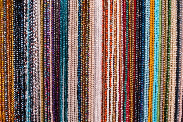 Wallpaper Background Colourful Neckless Made Gemstones Colored Beads Showcased Shop — Stock Photo, Image