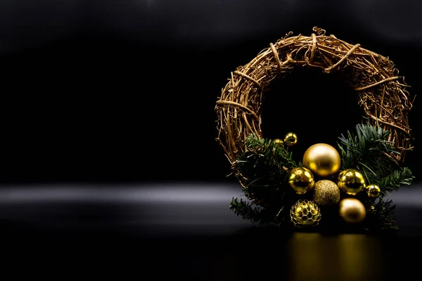 Super Prázdniny Tapety Pozadí Vánoční Ozdoby Koule Nebo Koule Černém — Stock fotografie