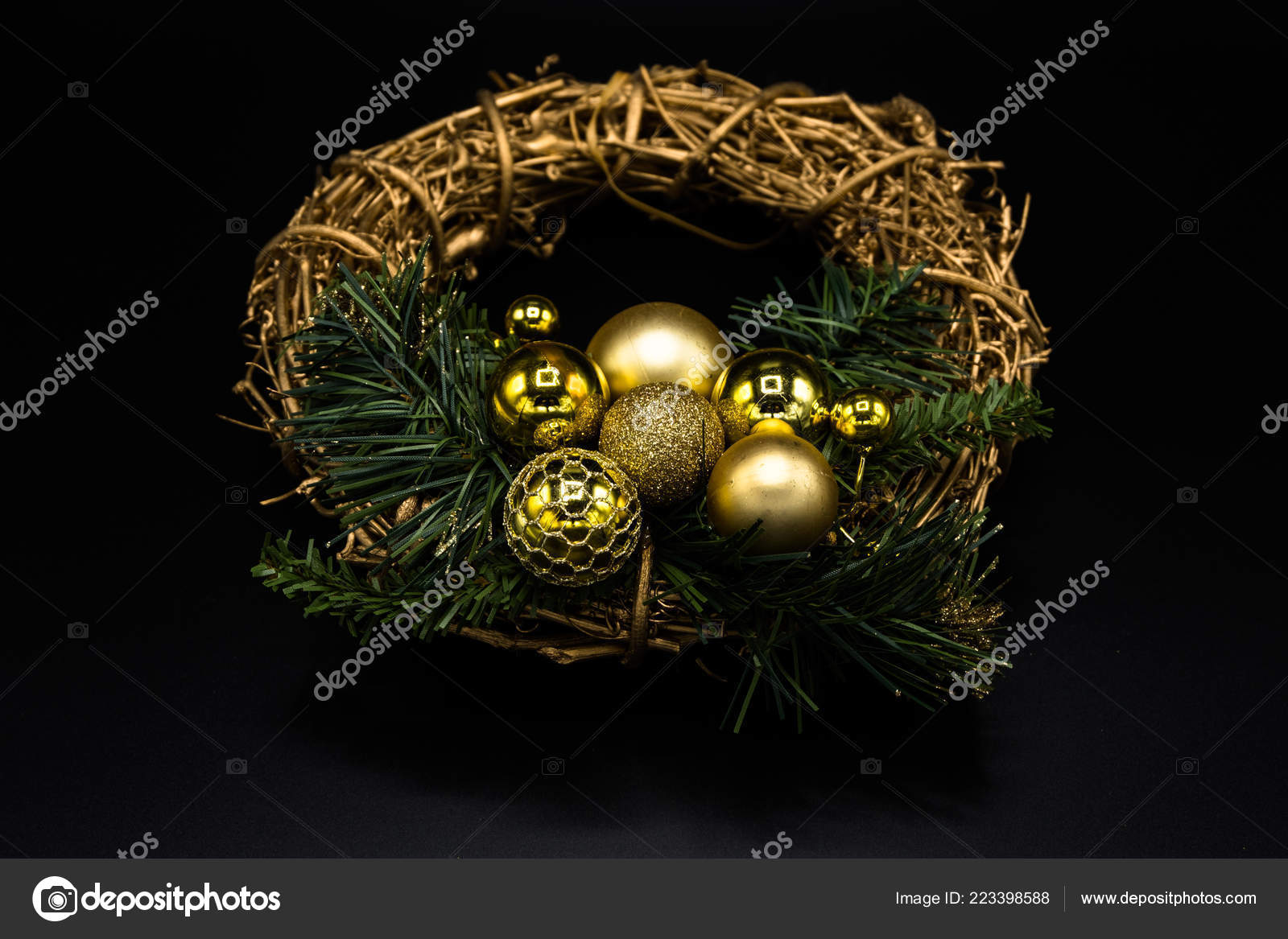Wallpaper Background Texture Christmas Wreath Made Twig Golden