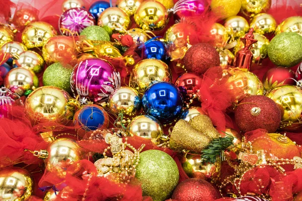 Weihnachten Lebendige Bunte Tapete Hintergrund Textur Von Kugeln Und Dekorationen — Stockfoto