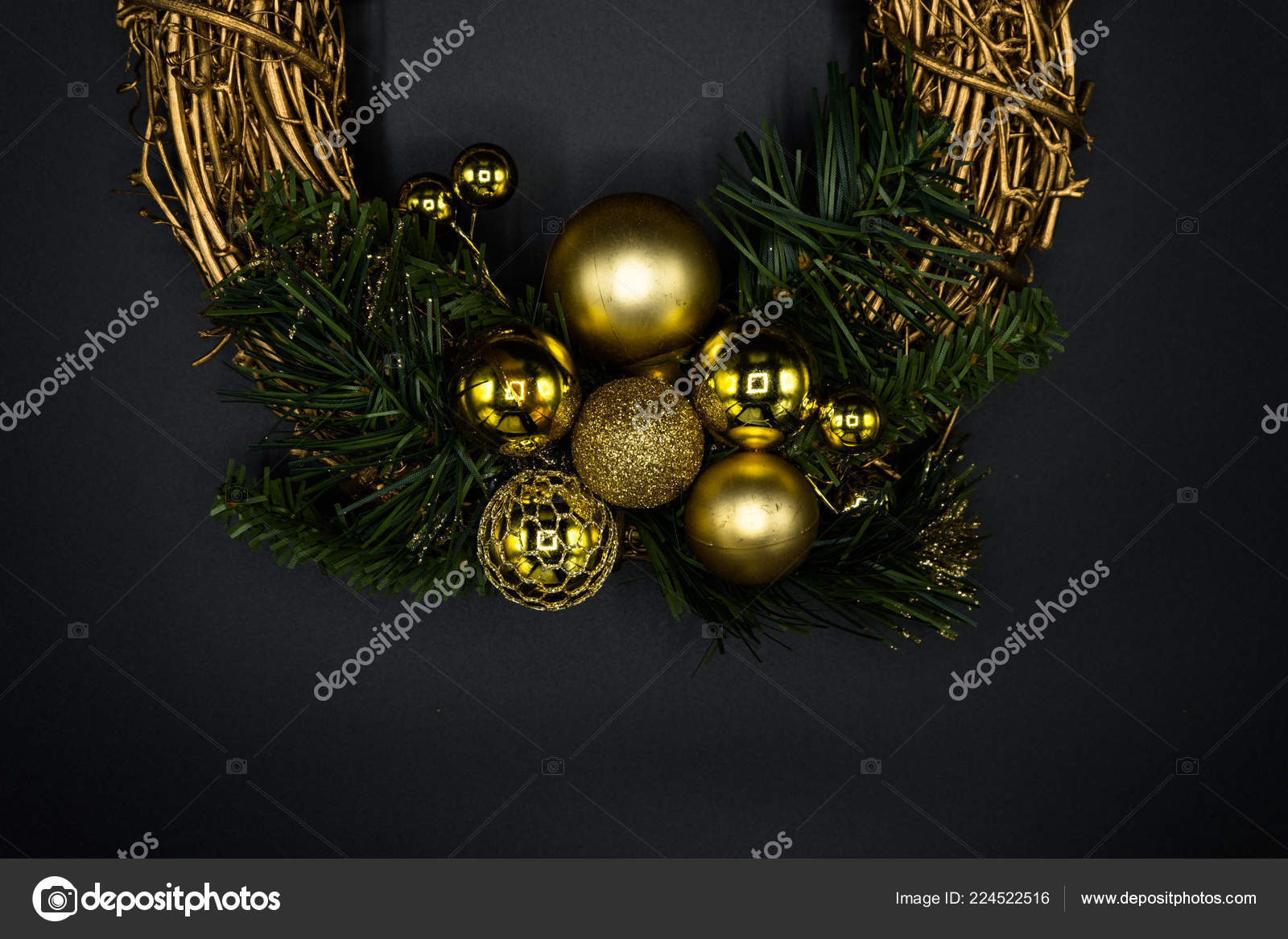 Wallpaper Background Texture Christmas Wreath Made Twig Golden