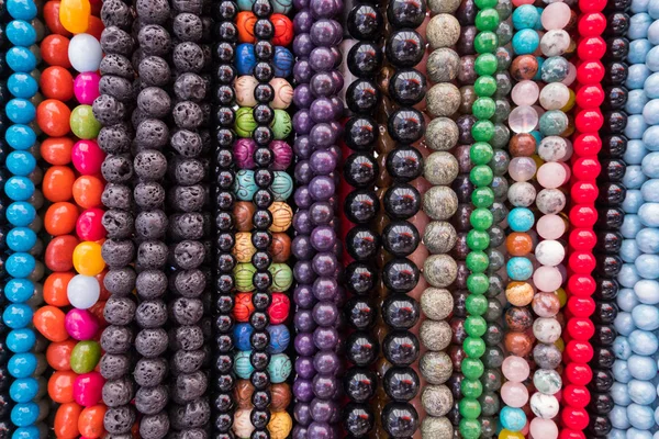 Wallpaper Background Colorful Necklace Made Gemstones Colored Beads Showcased Shop — Stock Photo, Image