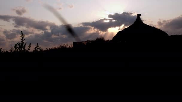 Schöne Ruhige Aussicht Von Den Sanddünen Auf Einen Sommerlichen Sonnenuntergang — Stockvideo