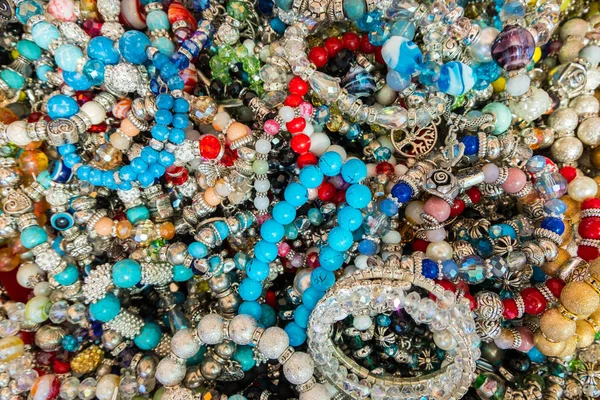 Wallpaper Background Stylish Bracelets Made Colorful Stones Fake Jewelery — Stock Photo, Image