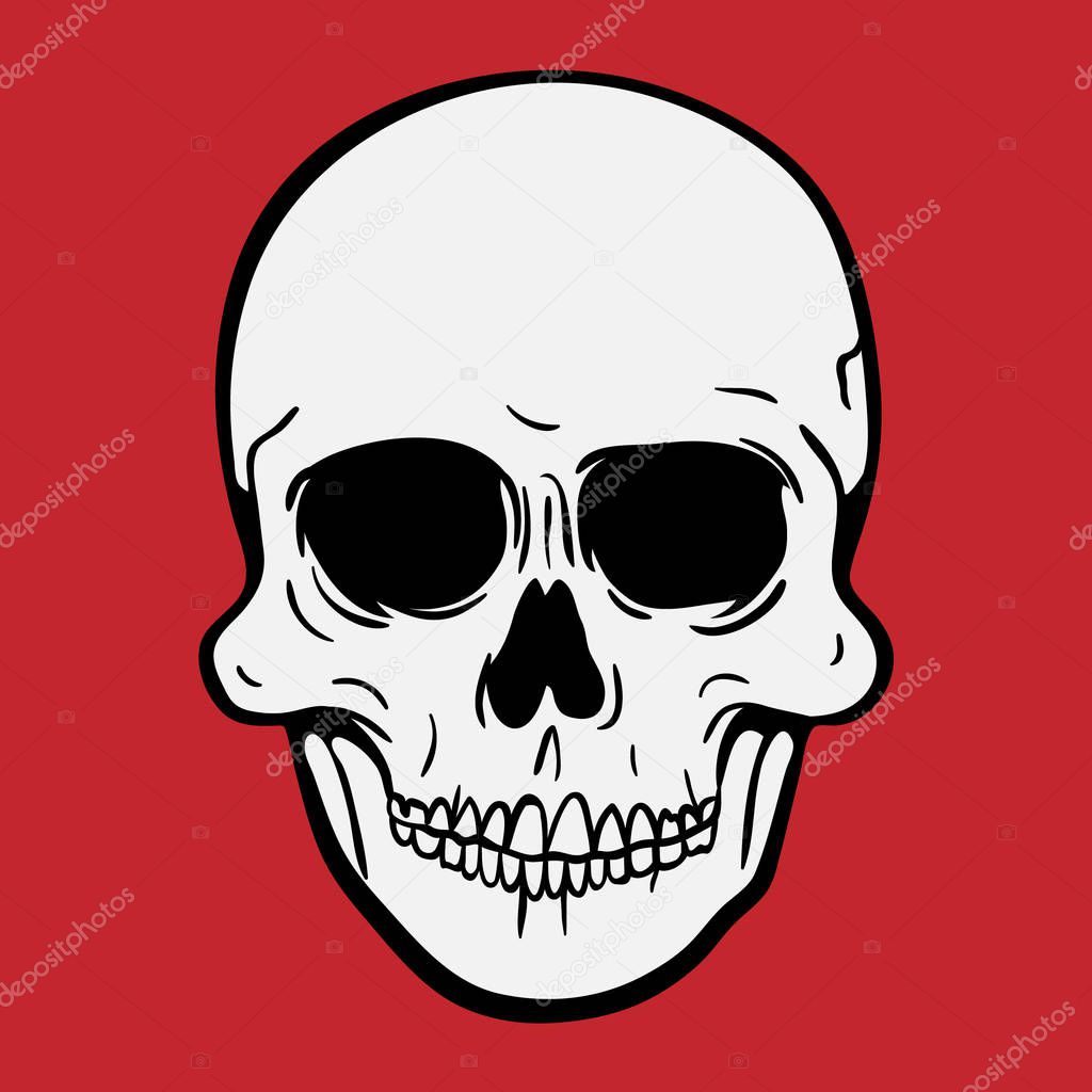 Front view vector illustration of a human skull symbol or logo