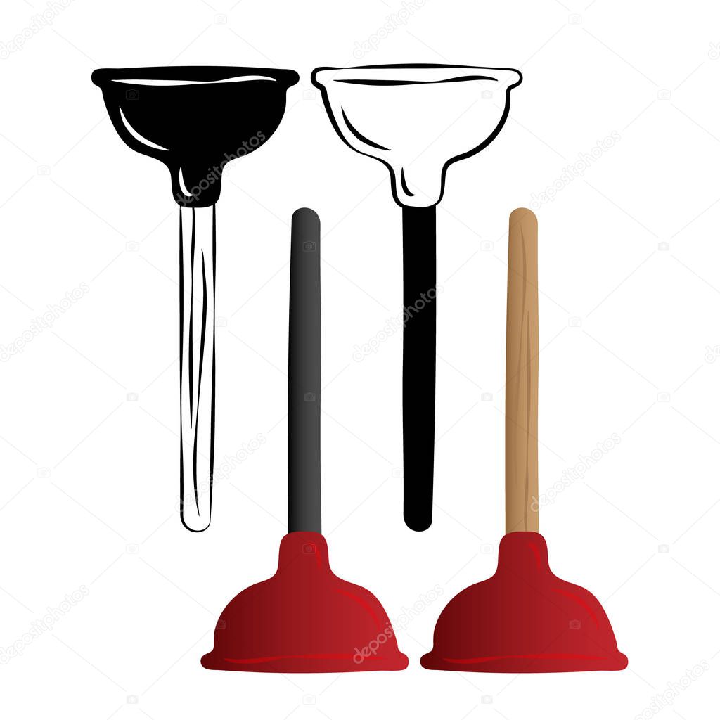 Red rubber plunger for kitchen sink or toilet