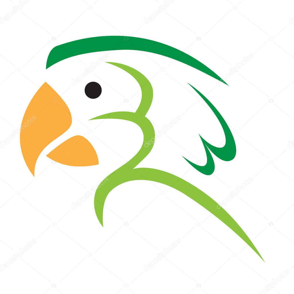 Stylized and minimalist logo illustration of a Parrots head