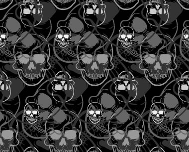 Bir insan kafatası deseninin ön görünüm vektör çizimi