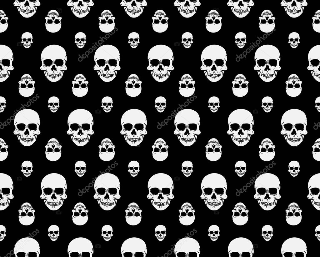 Front view vector illustration of a human skull pattern