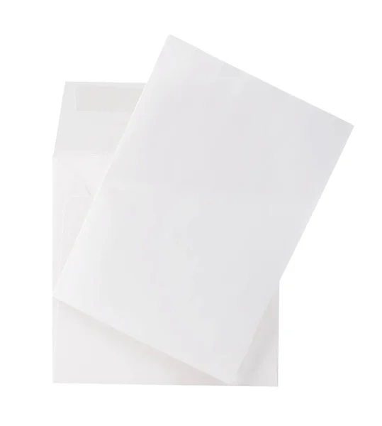 Envelope Correio Com Carta Close Isolado Fundo Branco — Fotografia de Stock