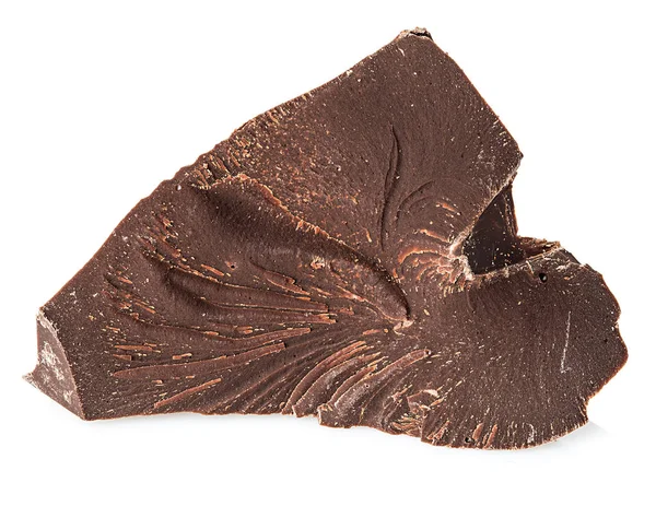 Pezzo Cioccolato Primo Piano Isolato Sfondo Bianco — Foto Stock