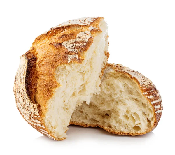 Frisches Getreide Hausgemachtes Brot Halbiert Auf Weißem Hintergrund — Stockfoto
