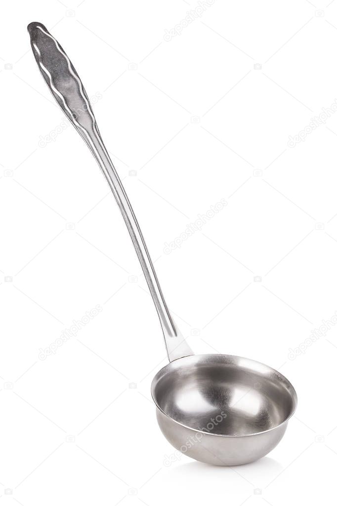 Soup ladle close-up isolated on white background.