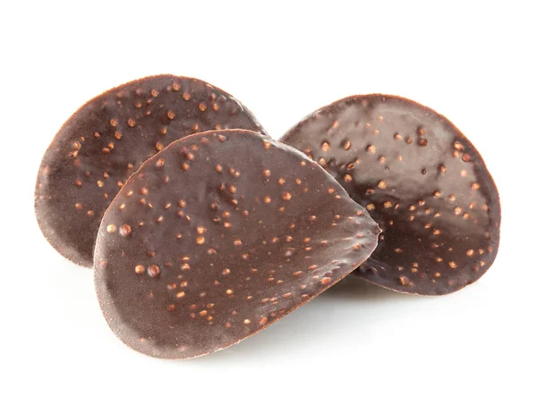 Choklad Chips Närbild Isolerad Vit Bakgrund — Stockfoto