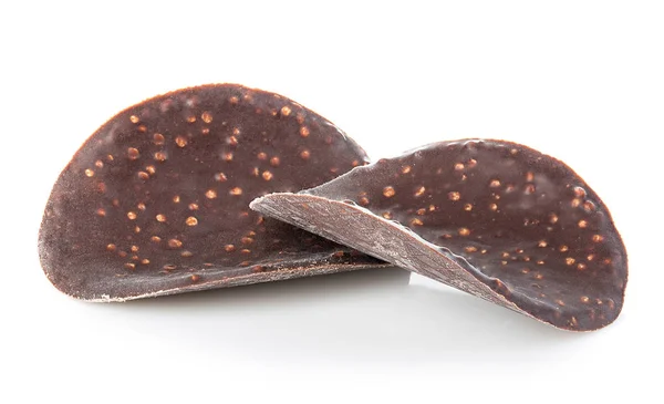 Chocolate Chips Close Isolated White Background — Stock Photo, Image