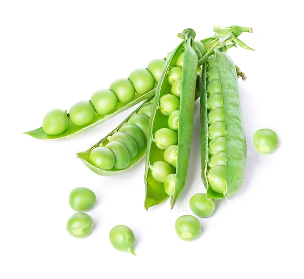 新鲜的绿色豌豆荚孤立在白色背景 — 图库照片