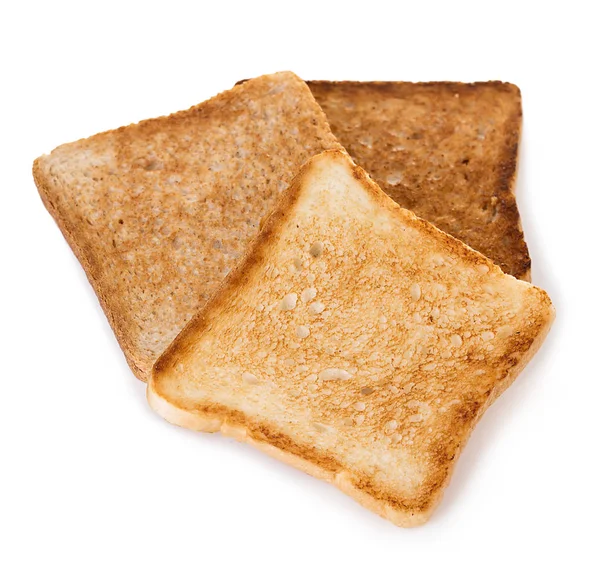 Шматочки Тостового Хліба Ізольовані Білому Тлі — стокове фото