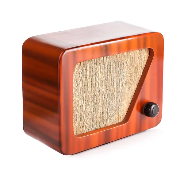 Old Wooden Radio Isolated Clipping Path — Stock Photo, Image