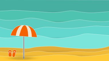 Yaz illüstrasyon şemsiye ans flip flop ile