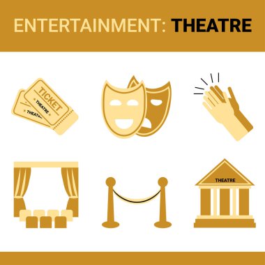 Tiyatro simge renkleri ayarla. Eğlence vektör çizim.