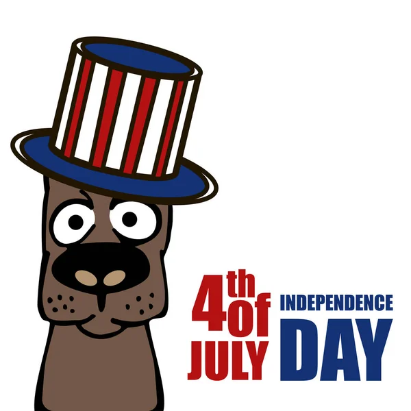 Unabhängigkeitstag Der Usa Grußkarte Mit Hund Hut Vektorillustration Über Den — Stockvektor