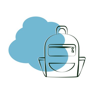 Mavi arka plan üzerinde okul için izole sırt çantası sıraladı. Bagaj vektör çizim